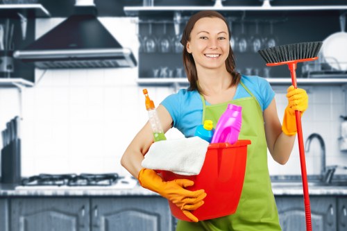 Routine cleaning tasks for kitchens and bathrooms in a local property