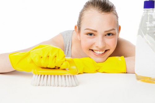 Cleaning team handling communal areas in a mixed-use property in Elephant and Castle
